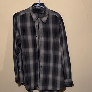 Tommy Bahama Black and Gray Plaid Shirt